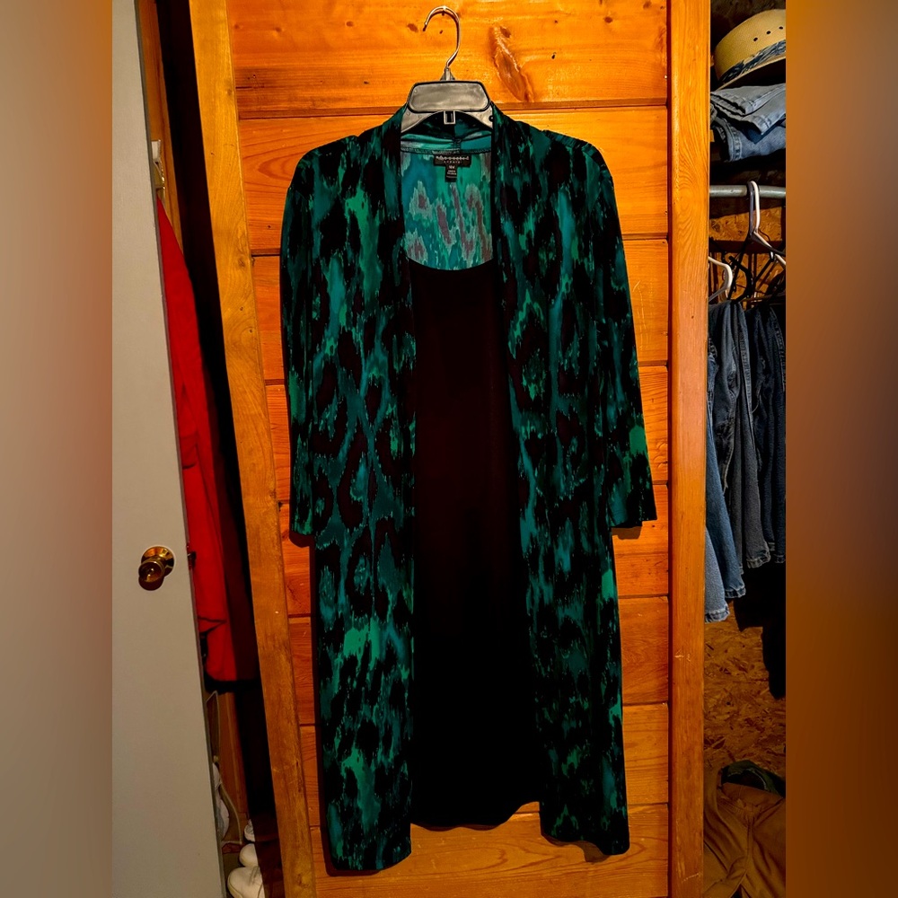 Green and Black Patterned Long Dress